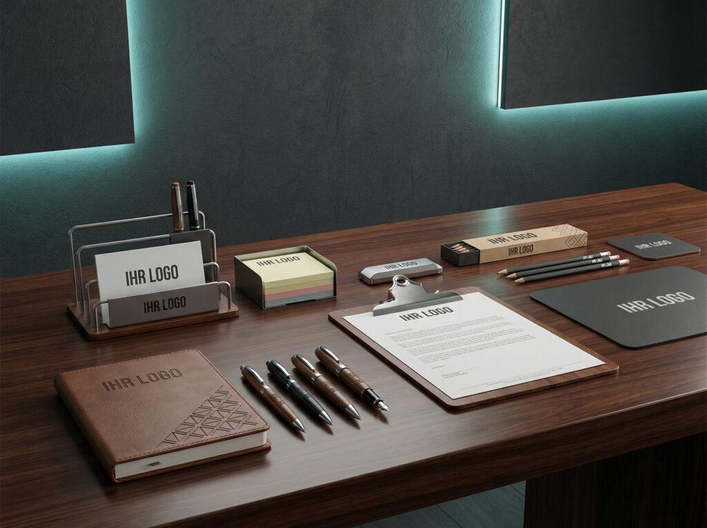 Personalisierte Büroartikel und Corporate Stationery für den professionellen Desk.