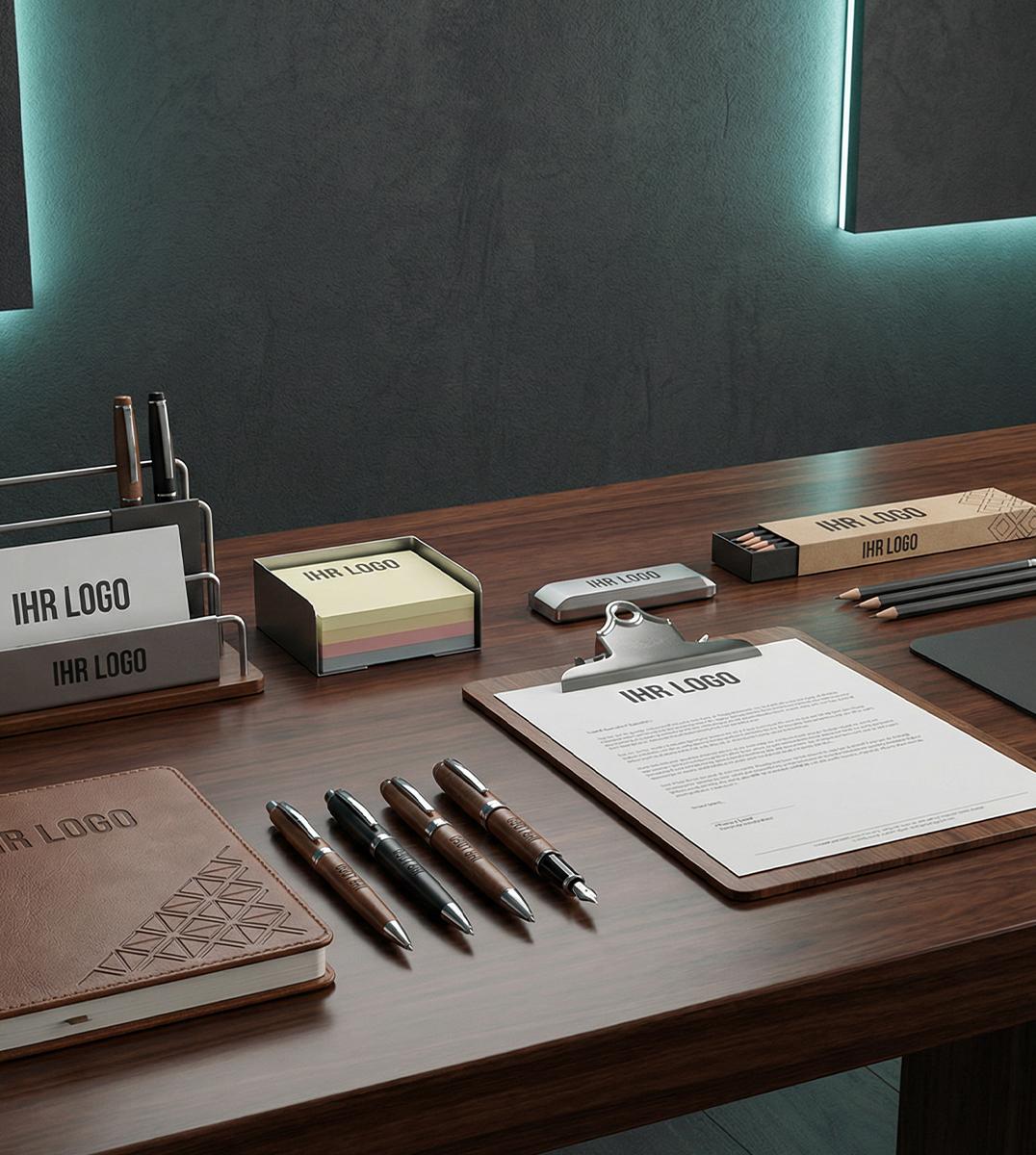 Personalisierte Büroartikel und Corporate Stationery für den professionellen Desk.