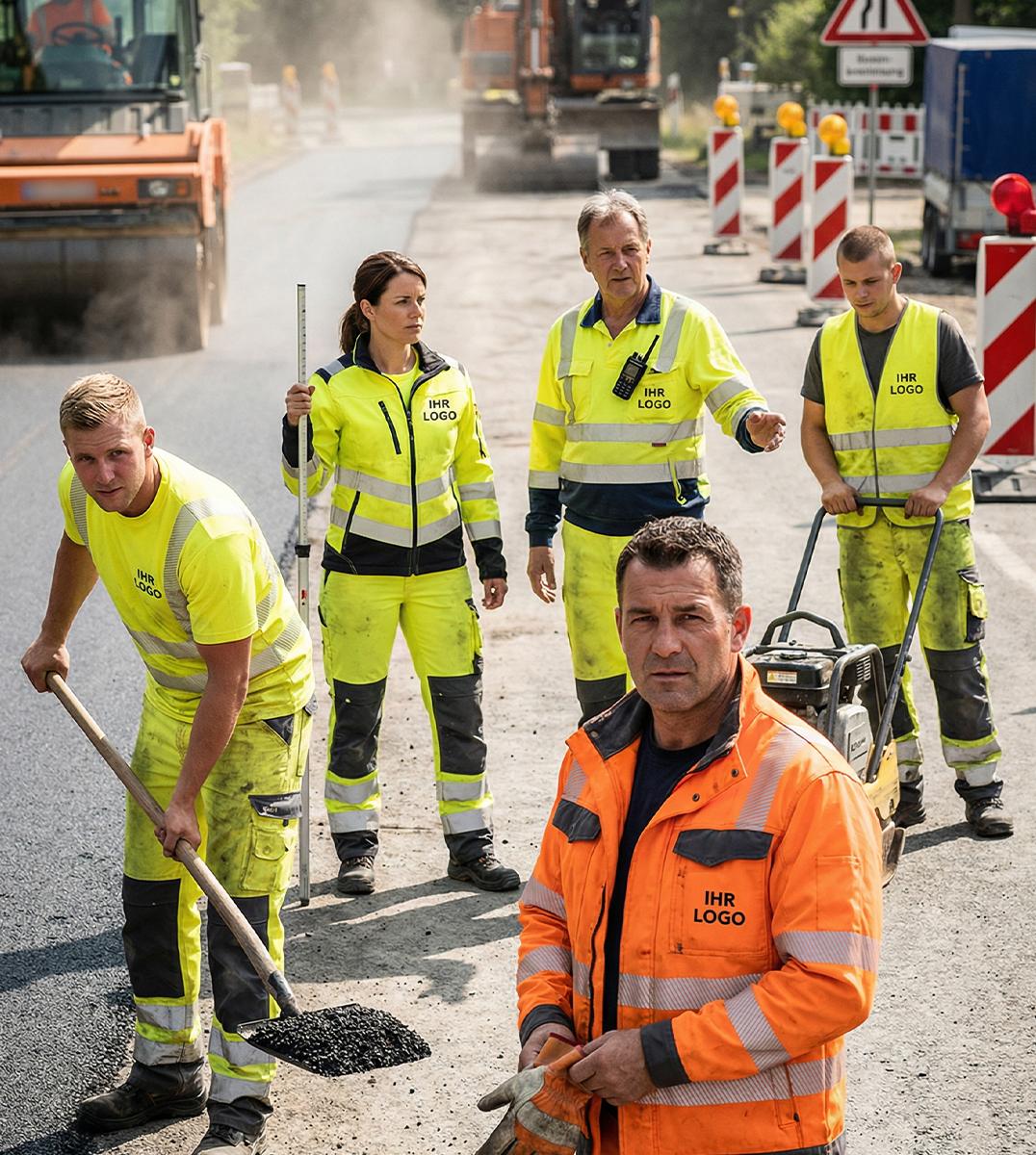 Robuste Workwear und Sicherheitskleidung für den harten gewerblichen Einsatz mit Logo-Veredelung.